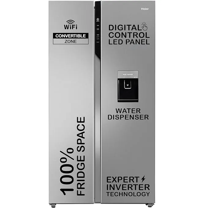 Haier 596 L 3 Star Frost Free Expert Inverter Smart Sense AI enabled 2-Door Side by Side Refrigerator 