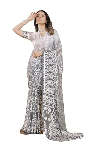 Garden Vareli Viscose Brasso Floral Print Saree