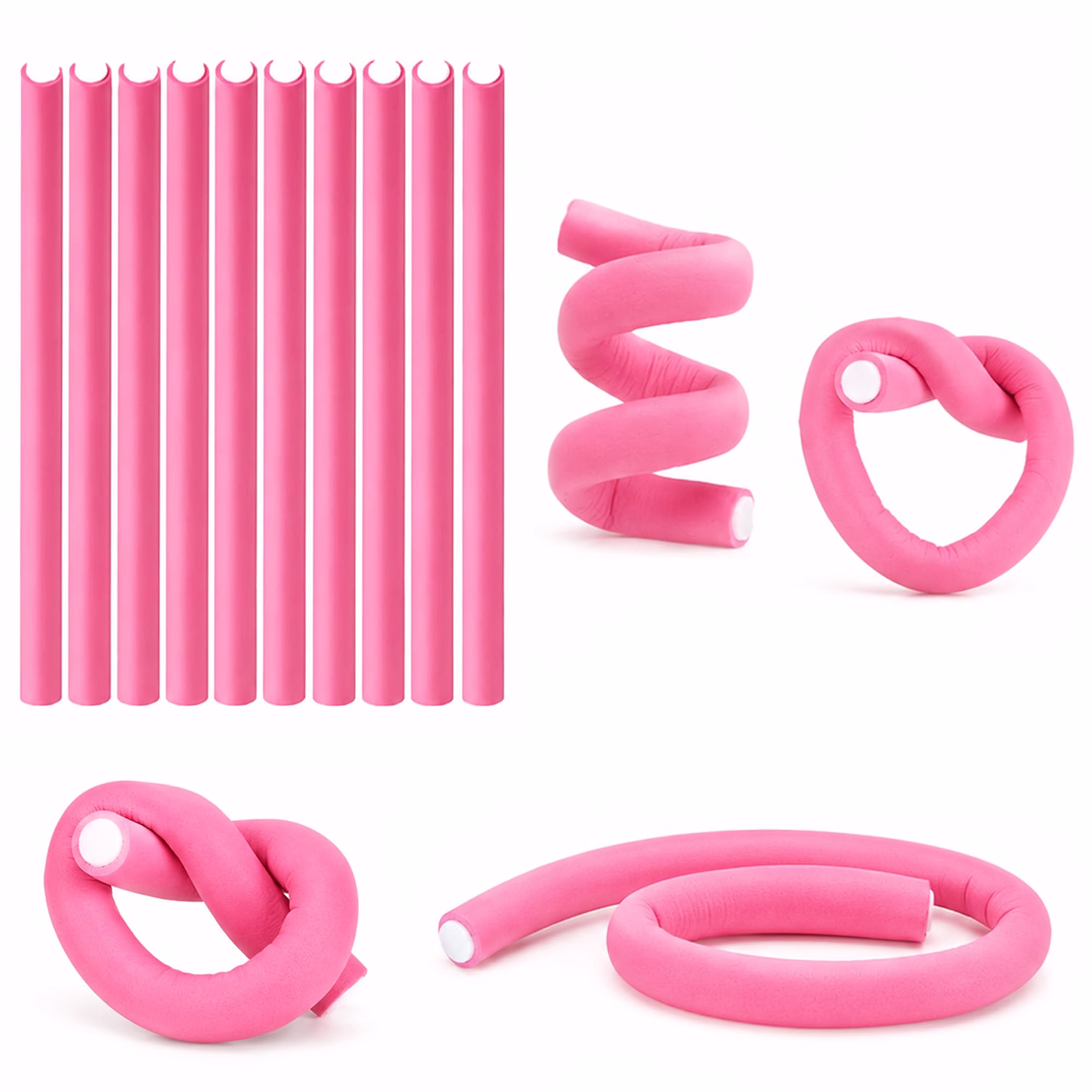 GLUN Pack of 10 Flexi Soft Hair Curler Roller for Women