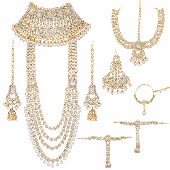 Peora Ethnic Indian Traditional Kundan Dulhan Bridal Jewellery Set