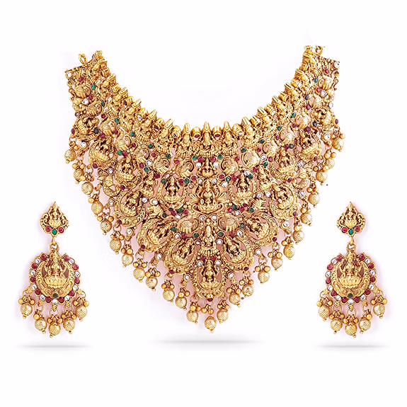 Rubans Gold Plated Temple Necklace Set 