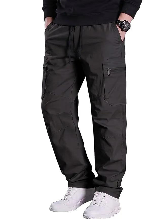 Vogaan Mens Solid Cotton Cargo Pants