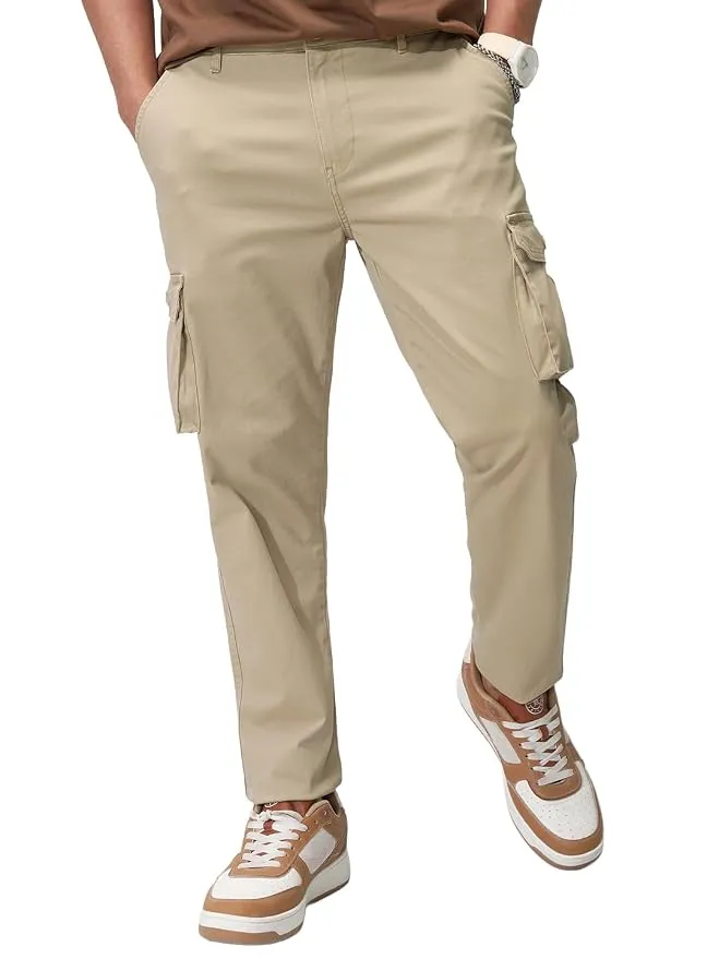 Highlander Mens High-Rise Straight-Fit Cargo Trousers