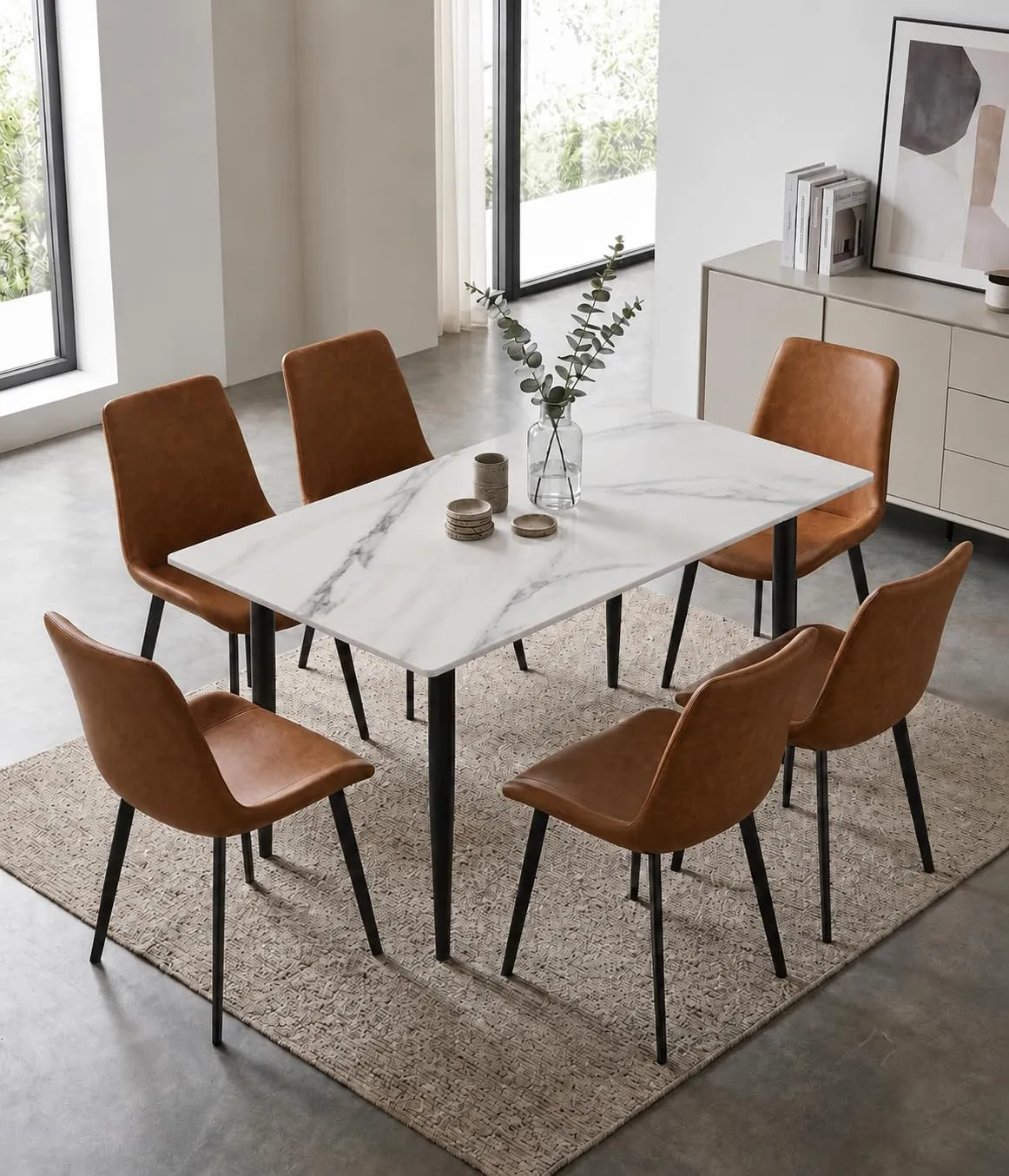 Furniva Eclipse Six Seater Faux Marble Dining Set