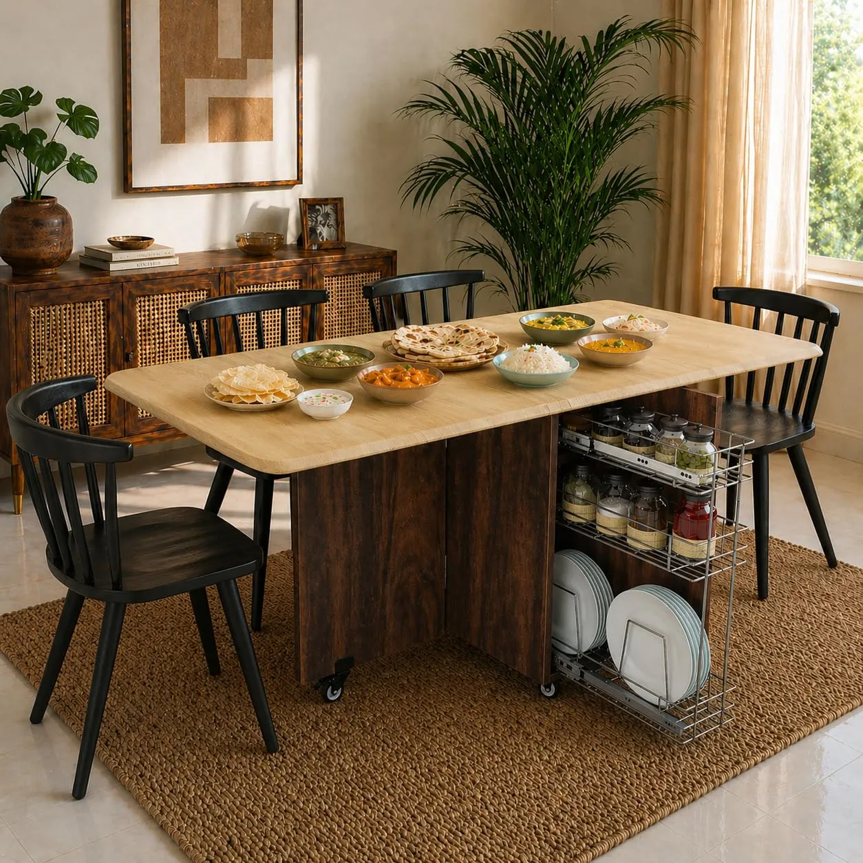 Studio Kook ABBA 6-Seater Folding Dining Table with Storage