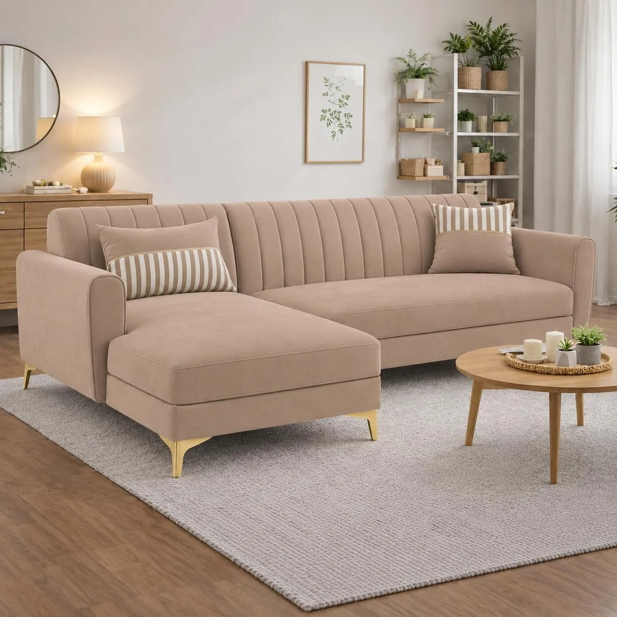 Adorn India Premium Luster 6 Seater L Shape Sofa Set