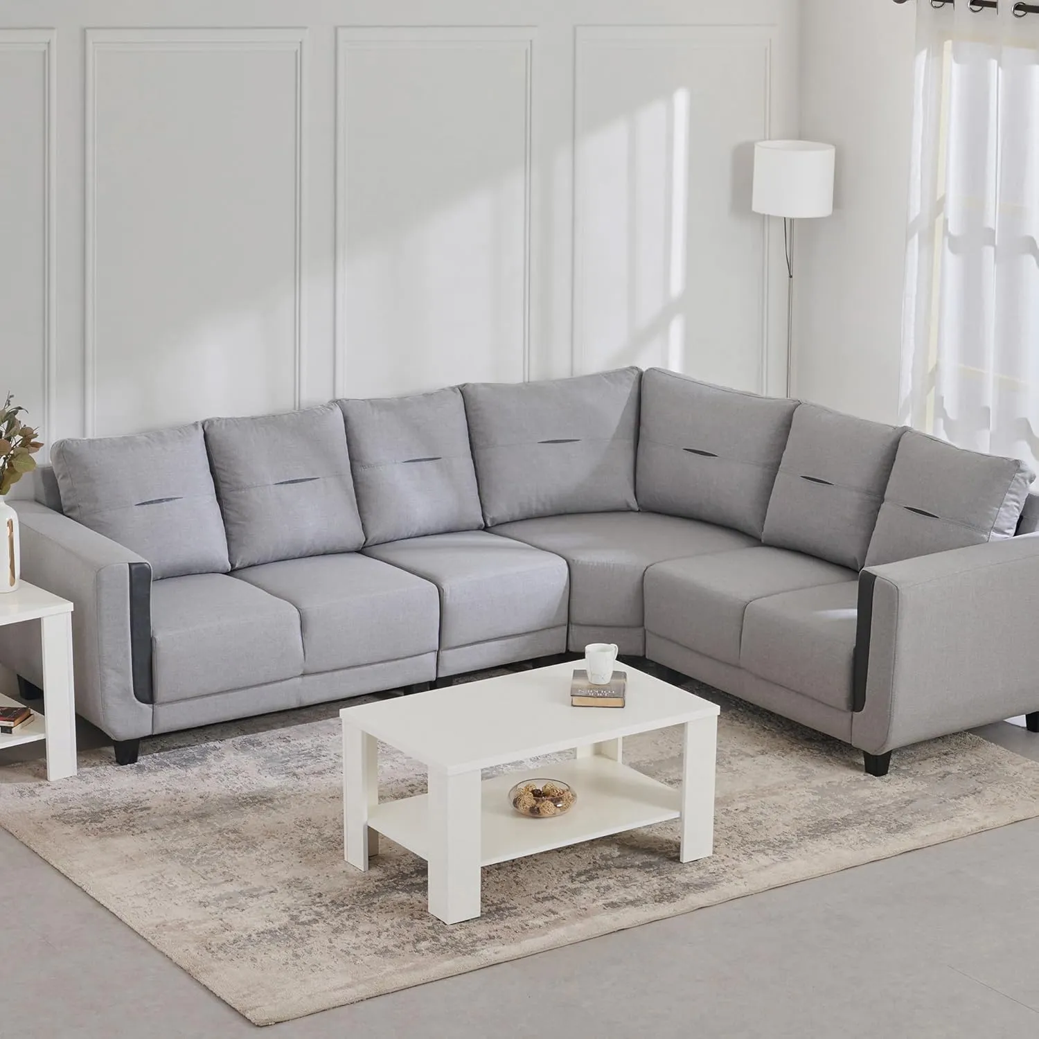 Home Centre | Berry Fabric 6-Seater Corner Sofa