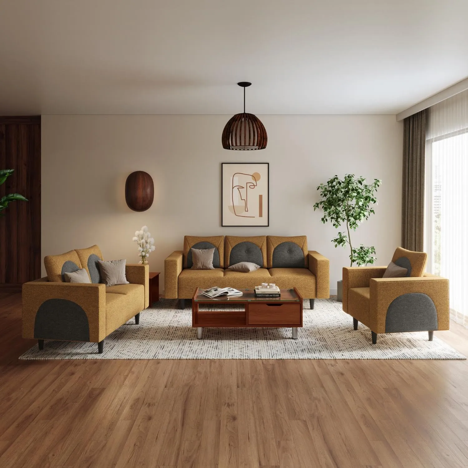 Interio by Godrej Cresco 6-Seater Fabric Sofa Set