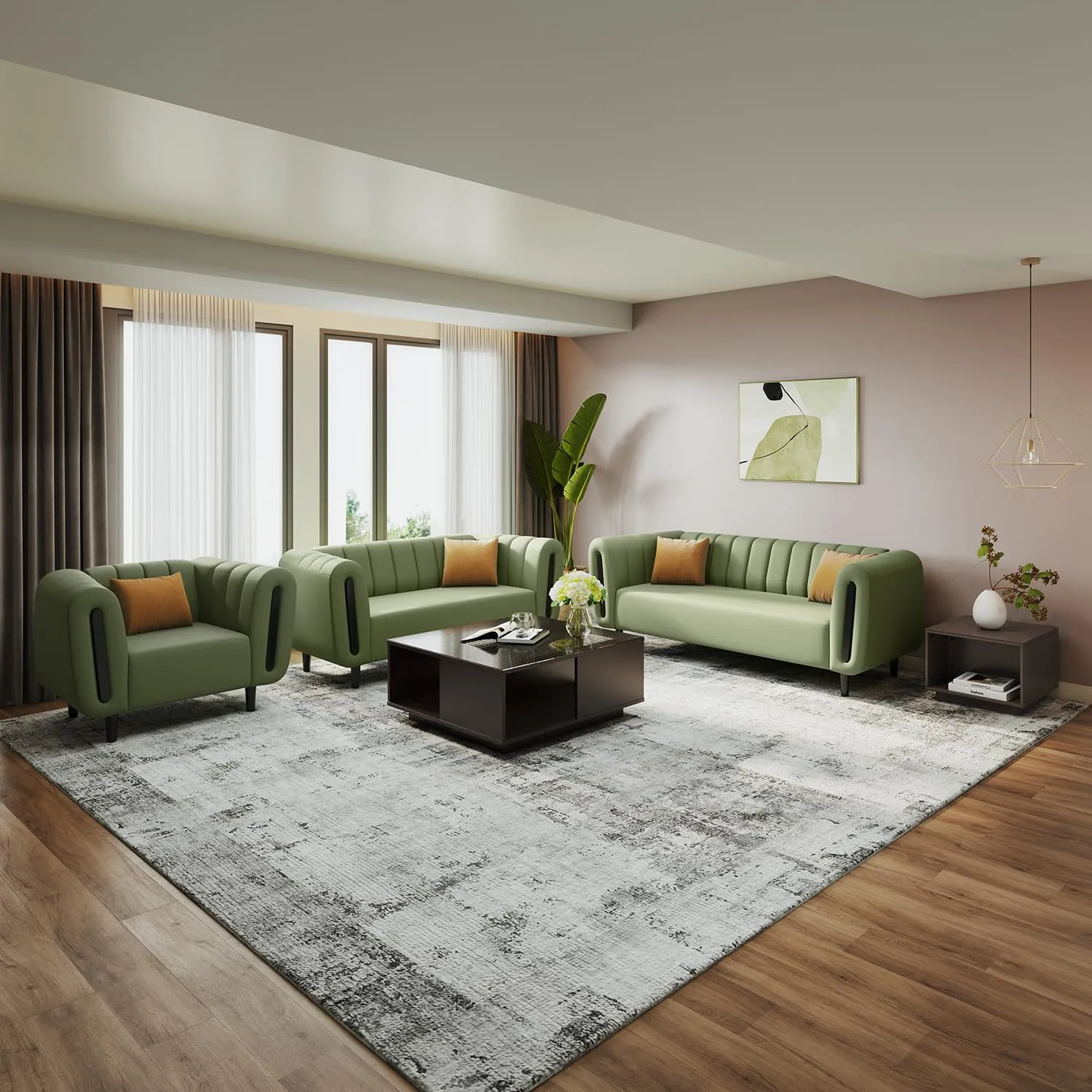 Interio by Godrej Paramount 6 Seater Fabric Sofa Set