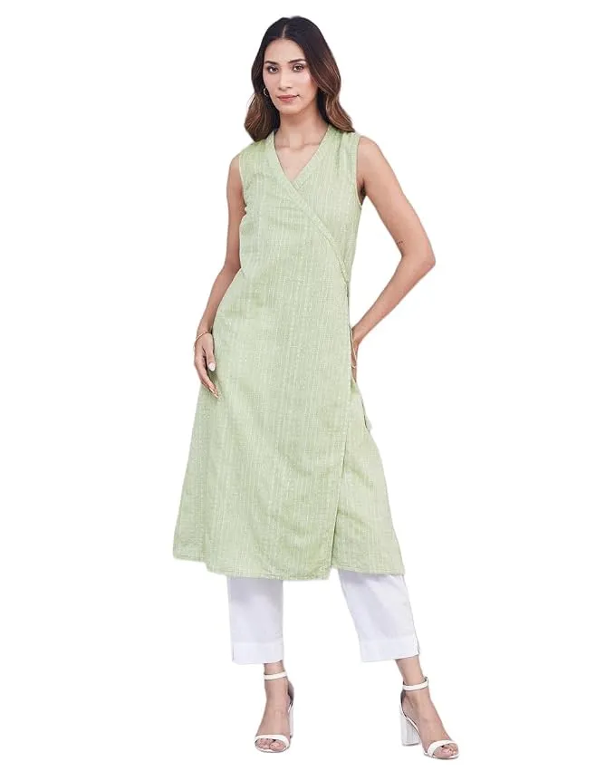 Fabindia Women's Cotton Slim-Fit Long Ethnic Wear Kurta