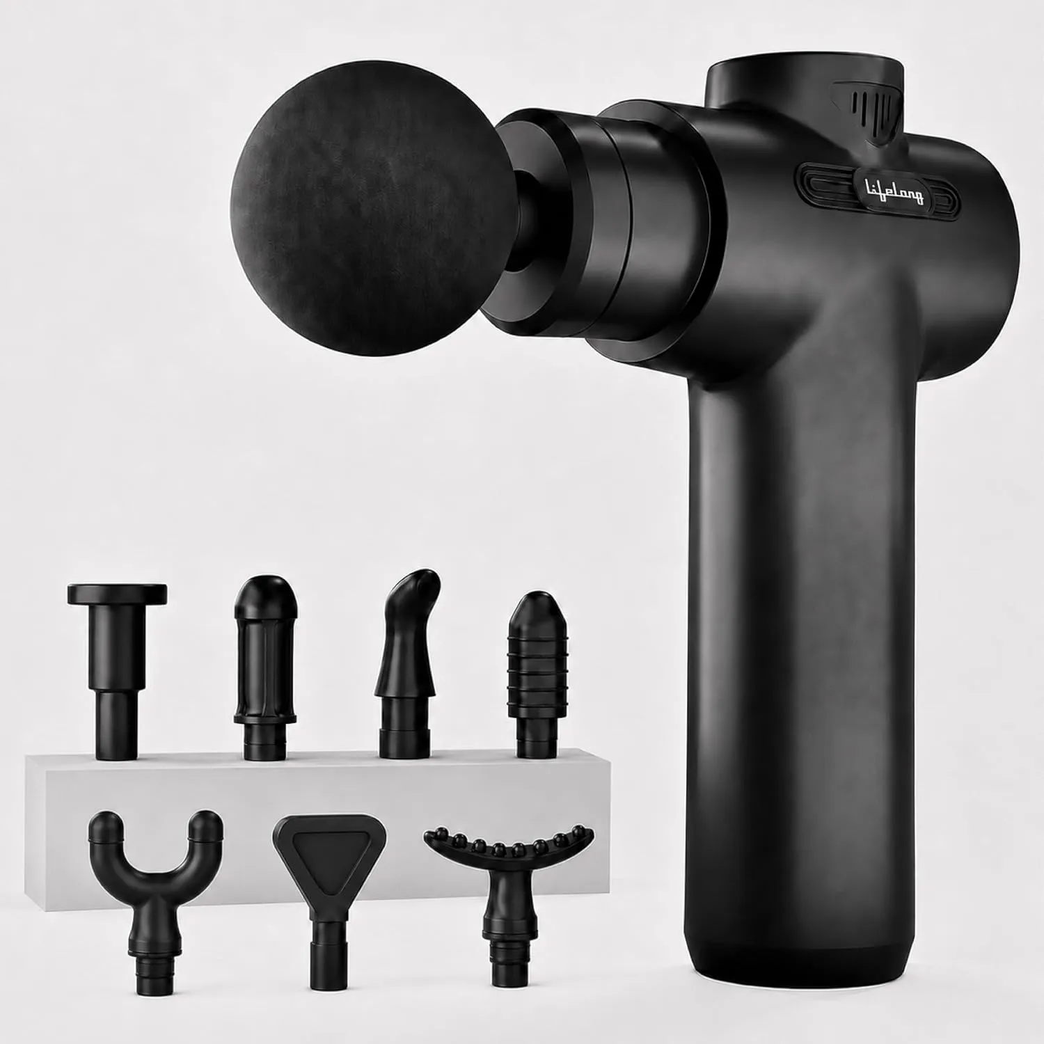 Lifelong LLGM109 Percussion Massage Gun for Pain Relief, Deep Tissue, 6 Speeds & 8 Massage Heads, Cordless, Quiet Operation for Neck, Shoulders, Back, Arms, Legs & Feet (Black)