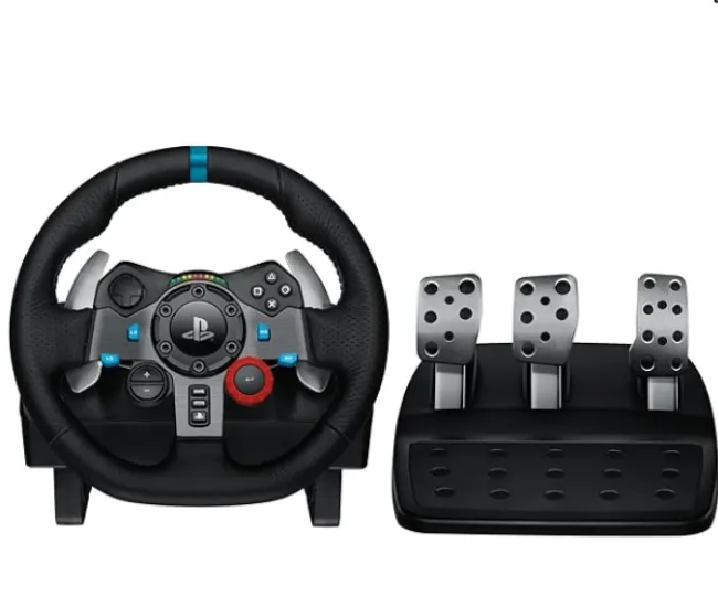 Logitech G29 Driving Force Racing Wheel and Floor Pedals, Real Force Feedback, Stainless Steel Paddle Shifters, Leather Steering Wheel Cover for PS5, PS4, PC, Mac - Black