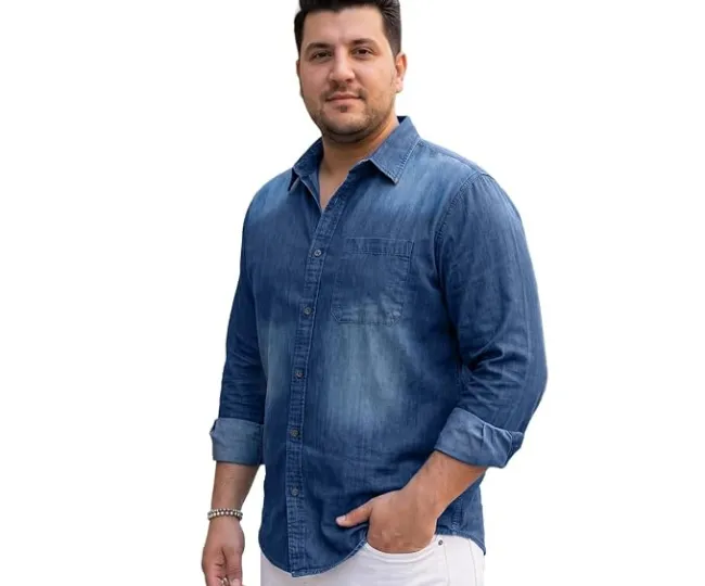 Urbano Plus Men's Full Sleeve Regular Fit Casual Denim Shirt