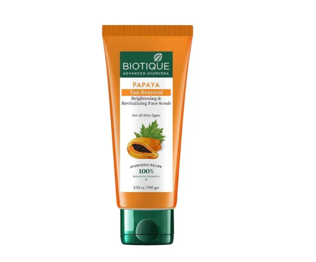  3. Biotique Papaya Tan Removal Brightening & Revitalizing Face Scrub