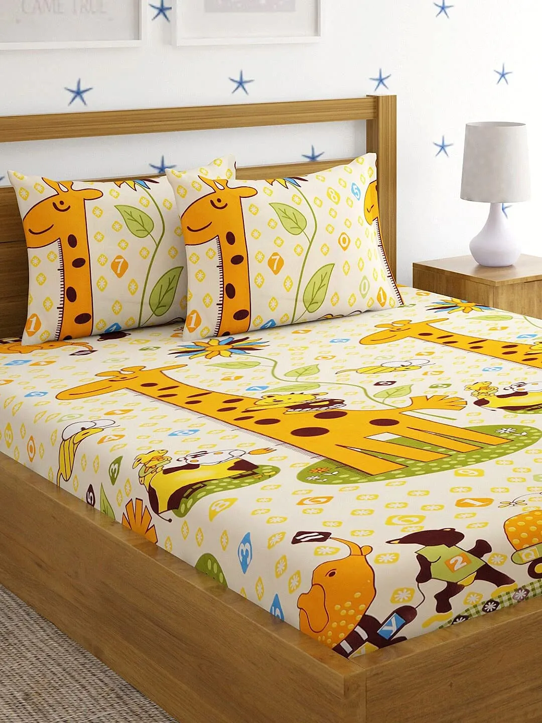 Home Sizzler 144 TC Microfibre Kid's Giraffe Double Bedsheet