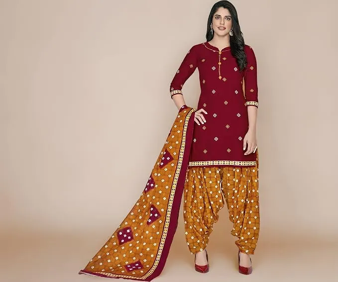 Miraan Cotton Printed Readymade Salwar Suit For Women(MIRAANSGPRI418, Red)
