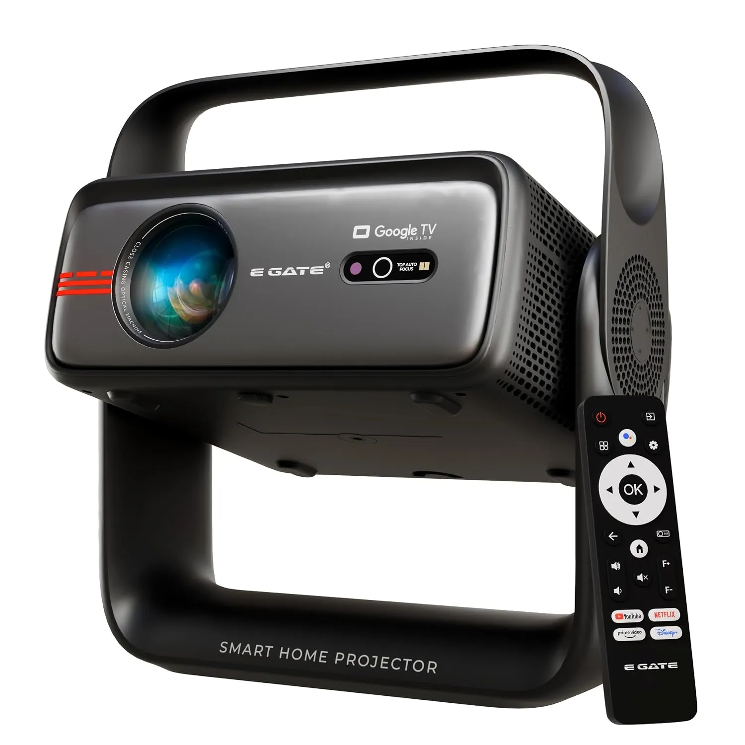 E GATE Zen 9X Google TV Official Native 1080P Projector 4K Ultra HD | Certified Apps Netflix, Prime | 1700 ANSI Lumens | 100% Dust Proof | 900 ISO | Fully Automatic | HDMI-ARC WiFi6, Home Cinema EGATE