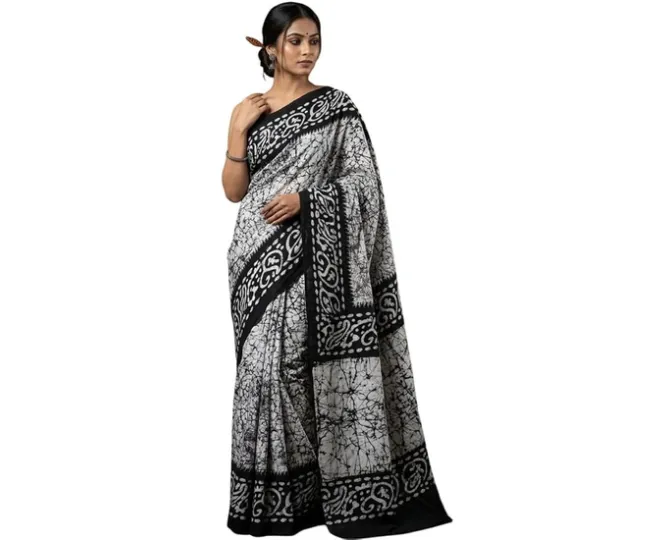 Women Cotton Printed Saree Without Blouse Piece 