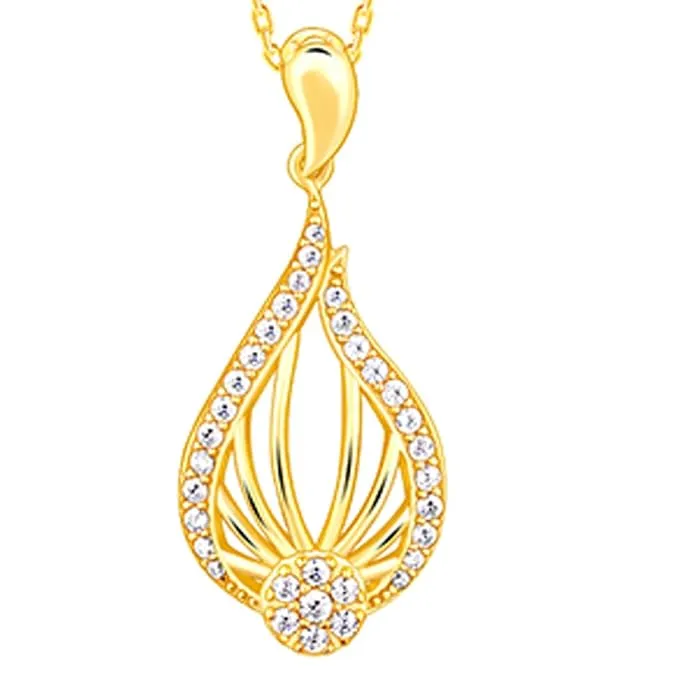 GIVA 925 Silver Golden Glint Pendant With Link Chain