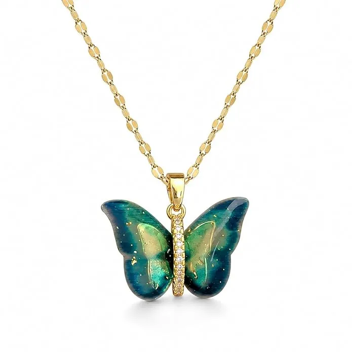 MEENAZ Butterfly Pendant Necklace for Women & Girls
