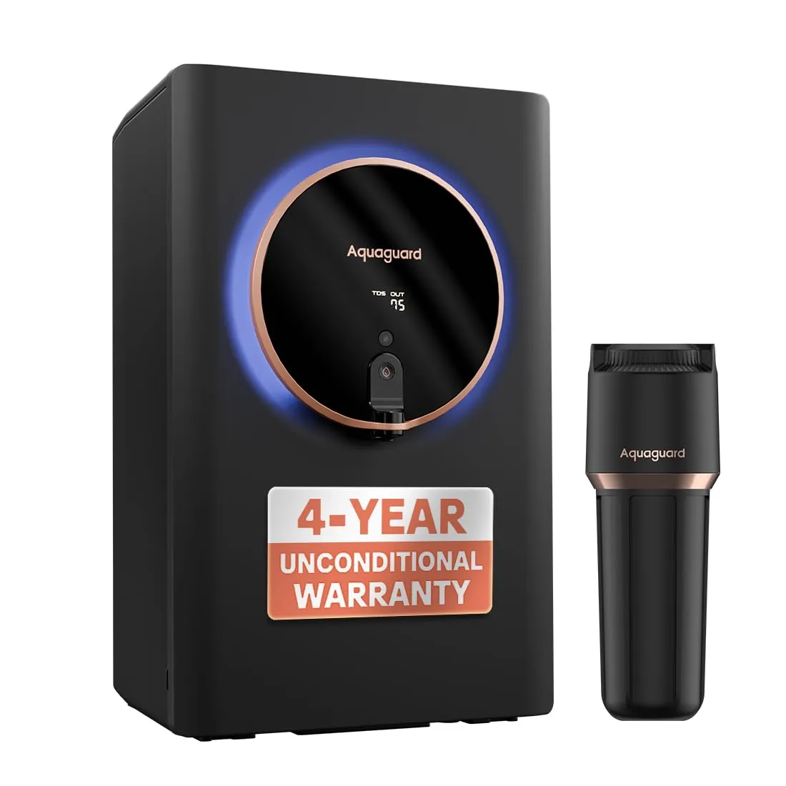 Aquaguard Aspire Glow RO+UV+Copper+Alkaline Water Purifier | Indias 1st 4-Year Unconditional Warranty | Intelligent Halo Lights | 5th Gen UV LED | 12-Stage | No AMC Required | Zero Hidden Costs