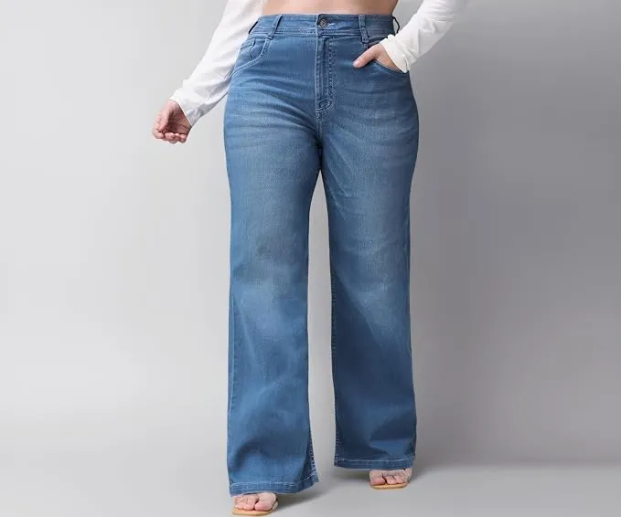 Miss Chase A+ Women's Wide-Leg Mid Rise Denim Jeans