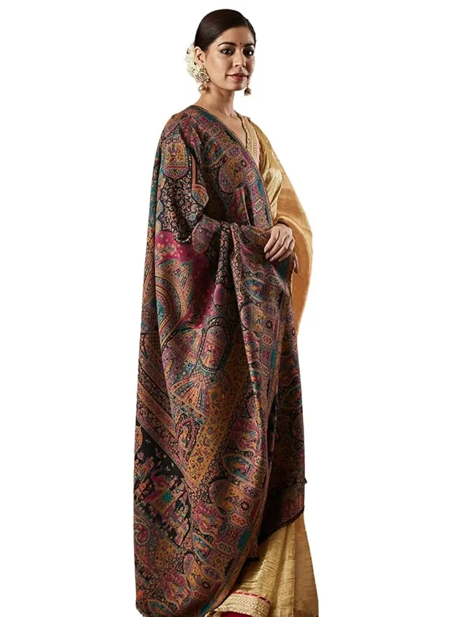 Pashmoda Women Surmai Kaani Wool Blend Kashmiri Shawl