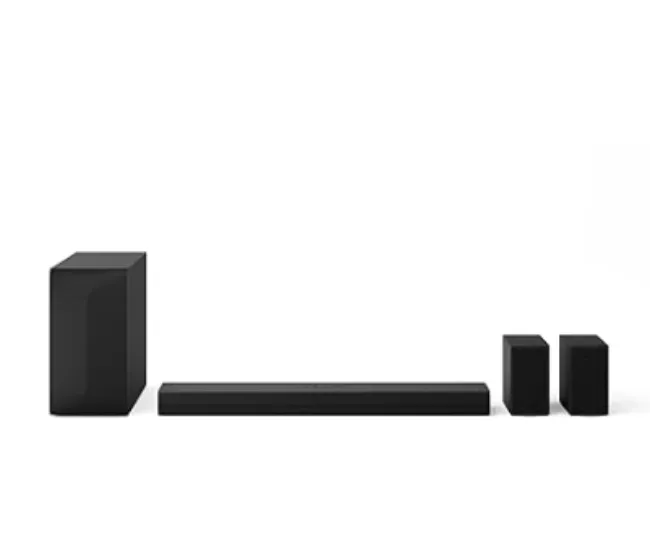 LG S65TR 600W 5.1 Channel Dolby Digital, Wireless Subwoofer & Rear Speaker with Built-in Receiver, AI Sound Pro Home Theater Soundbar with HDMI, USB & Bluetooth Connectivity (Black)