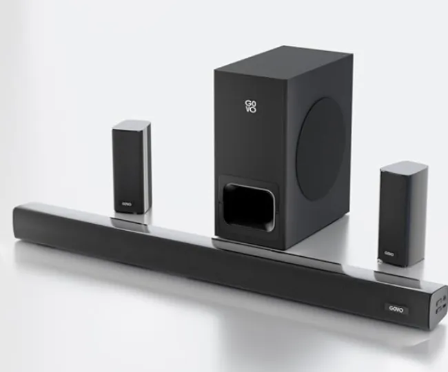 Govo Gosurround 945 Pro Home Theatre Soundbar, 260W, 5.1 Channel, with Subwoofer and Satellite Speakers, Bluetooth 5.3, HDMI ARC, AUX, USB (Platinum Black)