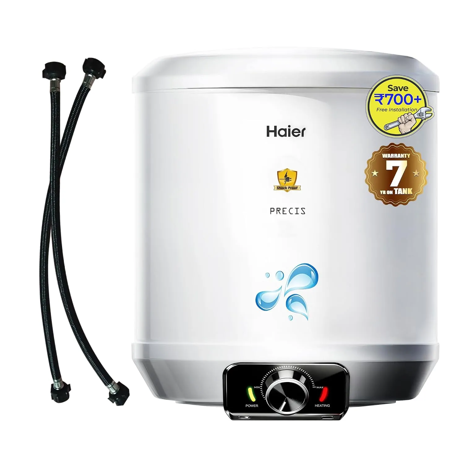 Haier Precis Free Installation Water Geyser 15 Litre 5 Star Rated Water Heater |Abs Body Temperature Control Shock Proof Glasslined Tank|8 Safety Levels|High Rise Compatible|Bacteria Proof System